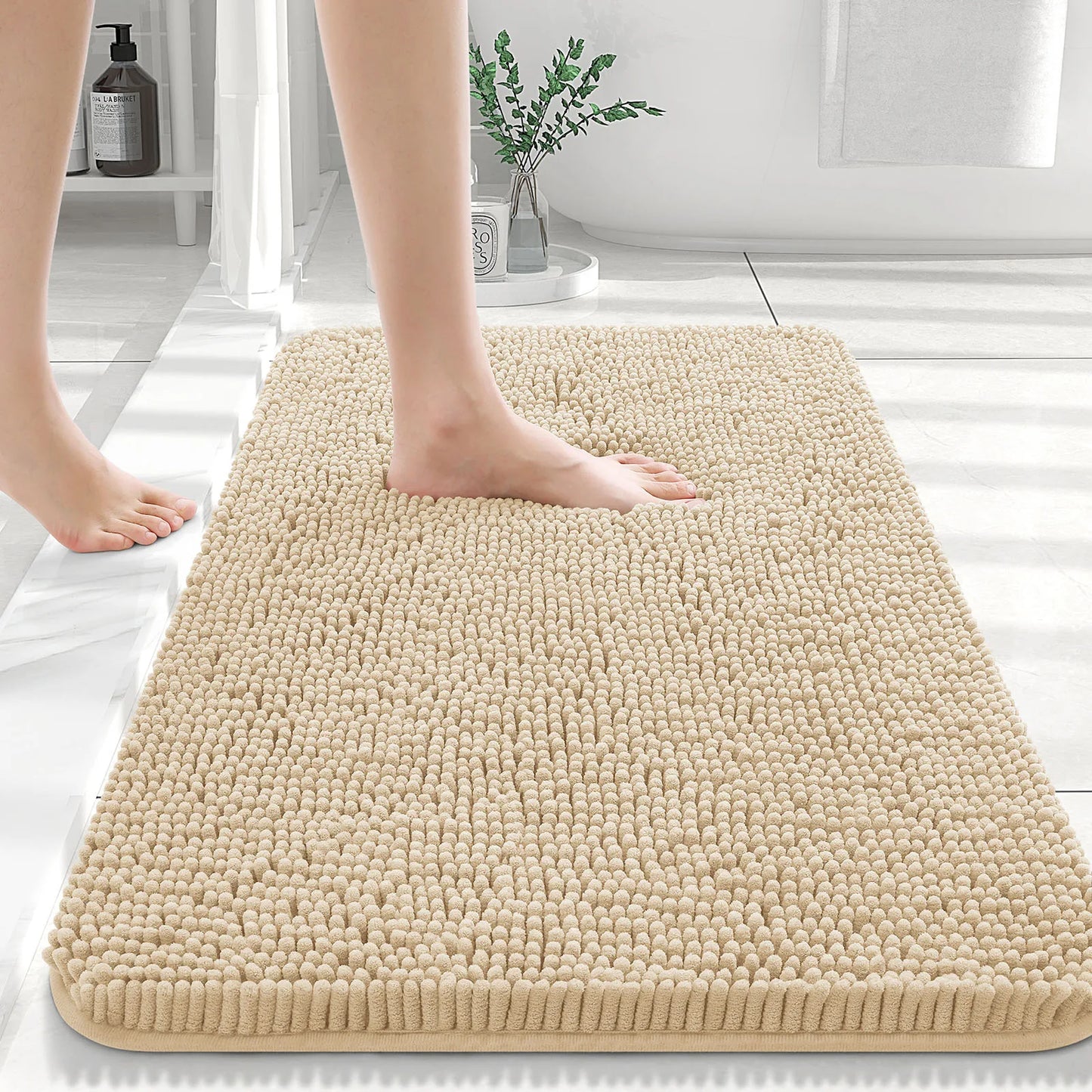 Extra Soft Thick Absorbent Shaggy Washable Non-Slip Bath Mats