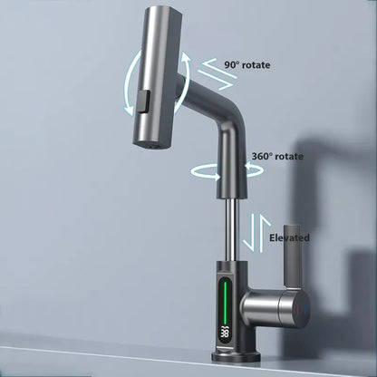 Digital Temperature Swivel Extension Rotating Stream Sprayer Faucet