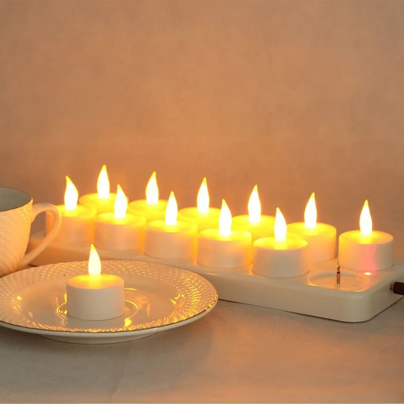 6/12 LED Flameless Rechargeable Candles