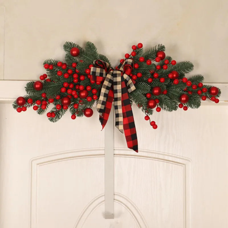 New Merry Christmas Garland for Front Door Window Wall Hanging Ornaments Candy Bow 2023 New Year Home Decorations