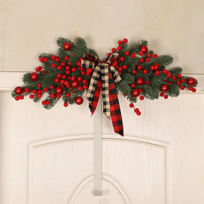 New Merry Christmas Garland for Front Door Window Wall Hanging Ornaments Candy Bow 2023 New Year Home Decorations