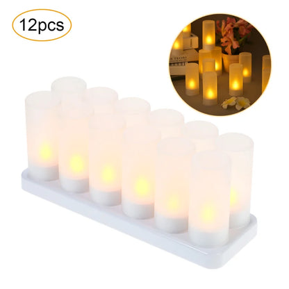 6/12 LED Flameless Rechargeable Candles