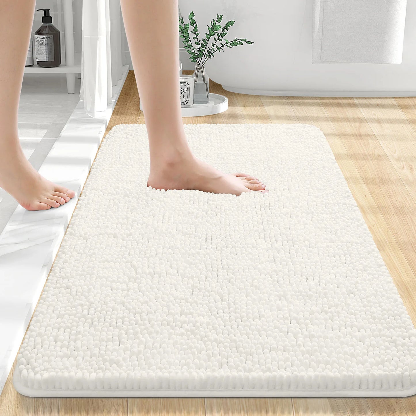 Extra Soft Thick Absorbent Shaggy Washable Non-Slip Bath Mats