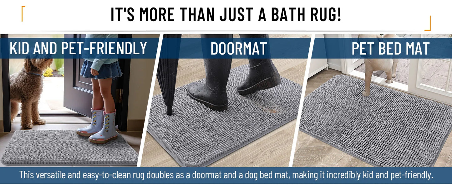 Extra Soft Thick Absorbent Shaggy Washable Non-Slip Bath Mats