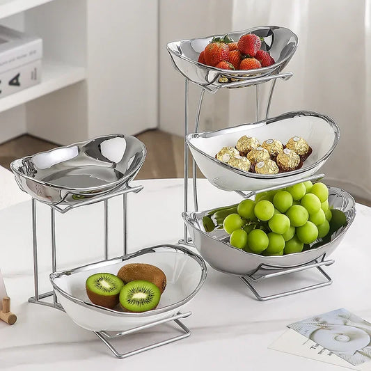Stackable Multi-Layer Ceramic Steel Frame Snack Tray