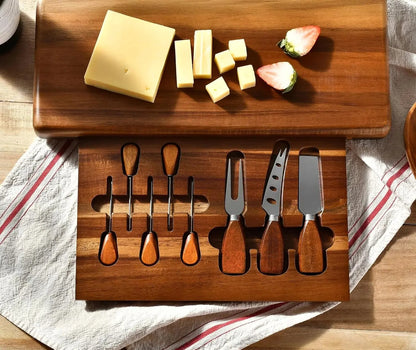 Large Acacia Charcuterie Board Set - 3 Removable Bowls