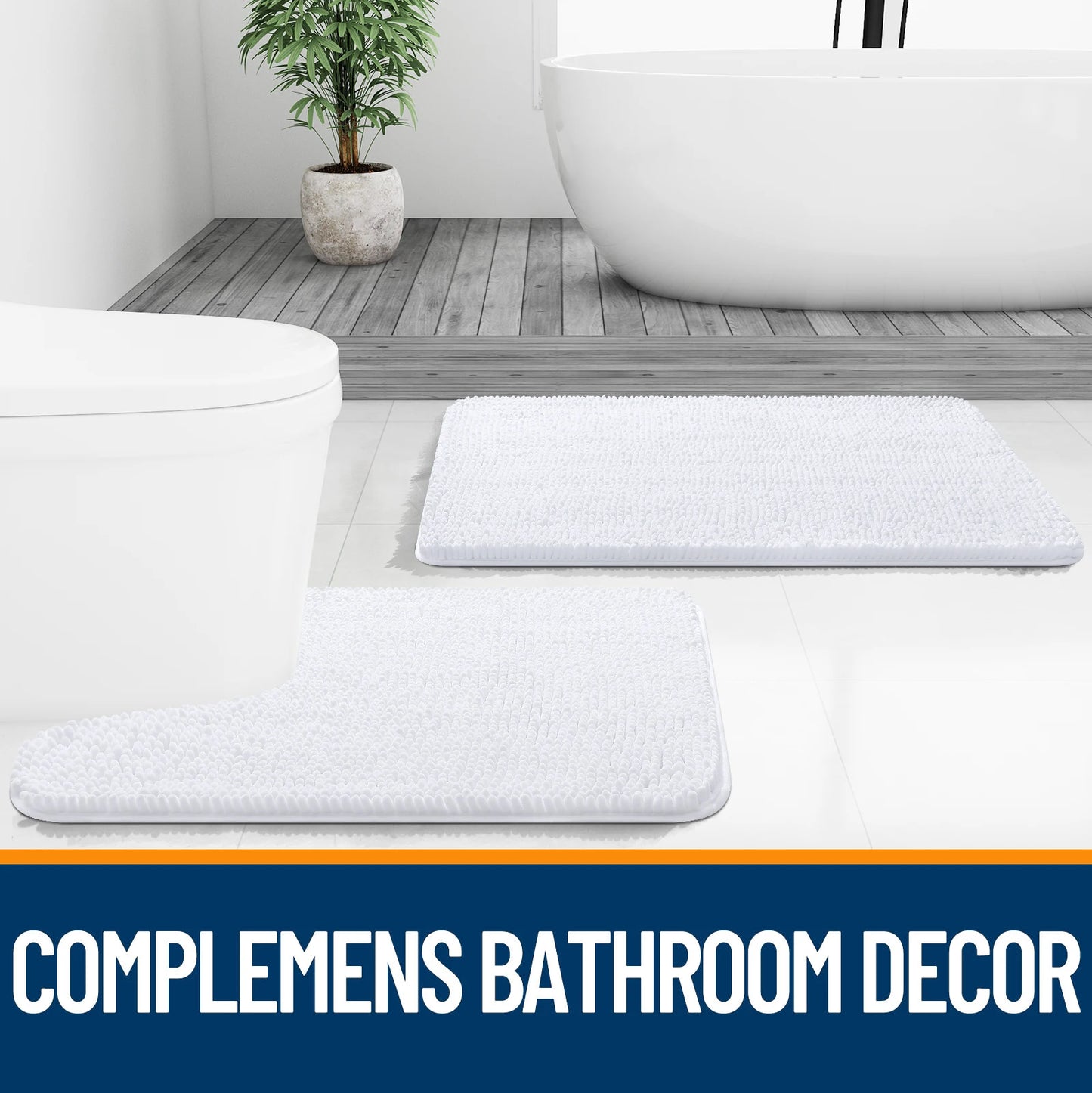 Extra Soft Thick Absorbent Shaggy Washable Non-Slip Bath Mats