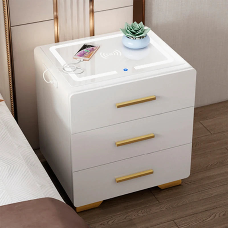 Smart Multi-function Fingerprint Lock Bedside Table with Wireless Charging and Bluetooth
