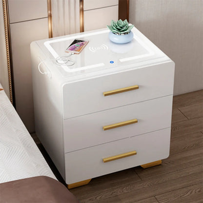Smart Multi-function Fingerprint Lock Bedside Table with Wireless Charging and Bluetooth