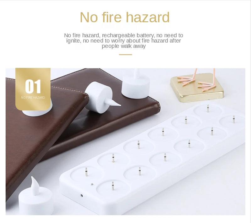 6/12 LED Flameless Rechargeable Candles