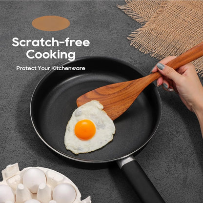 10-Piece Teak Wooden Utensil Set – Premium Non-Scratch Kitchen Spoons, Ladle & Turner – Eco-Friendly, Heat-Resistant Cookware for Nonstick Pans