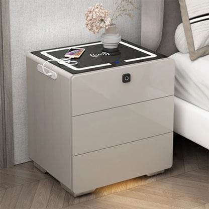 Smart Multi-function Fingerprint Lock Bedside Table with Wireless Charging and Bluetooth