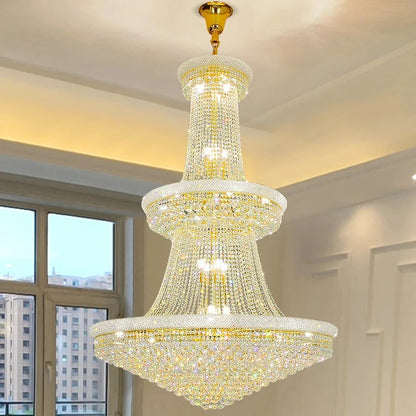 Luxury Crystal High Ceiling Living Room Staircase Chandelier