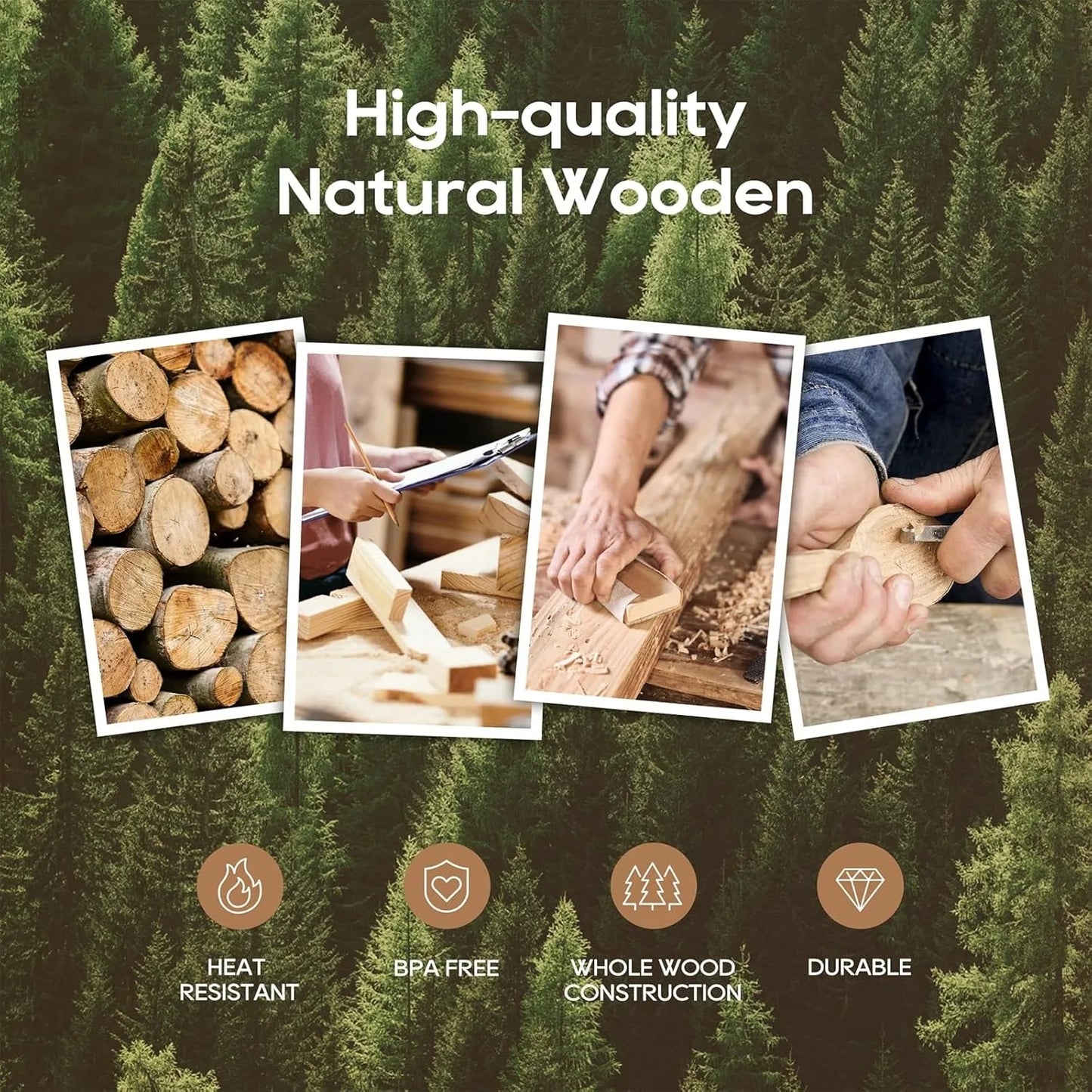 10-Piece Teak Wooden Utensil Set – Premium Non-Scratch Kitchen Spoons, Ladle & Turner – Eco-Friendly, Heat-Resistant Cookware for Nonstick Pans
