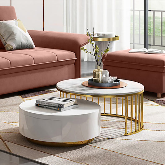 Fashion Net Red Marble Round Coffee Table