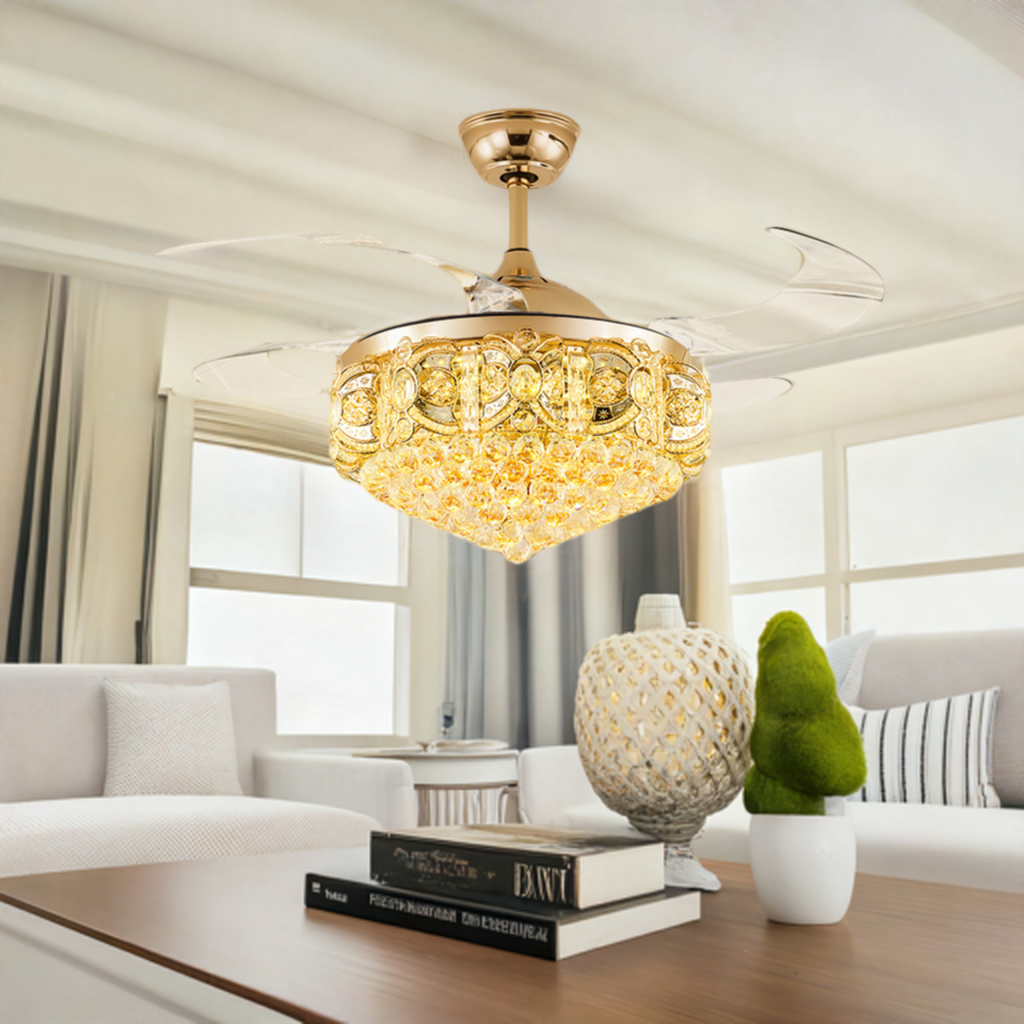 Crystal LED Ceiling Chandelier with Fan