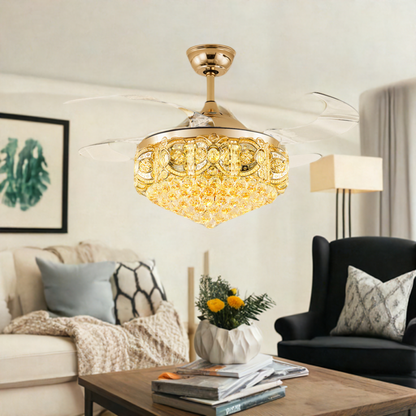 Crystal LED Ceiling Chandelier with Fan