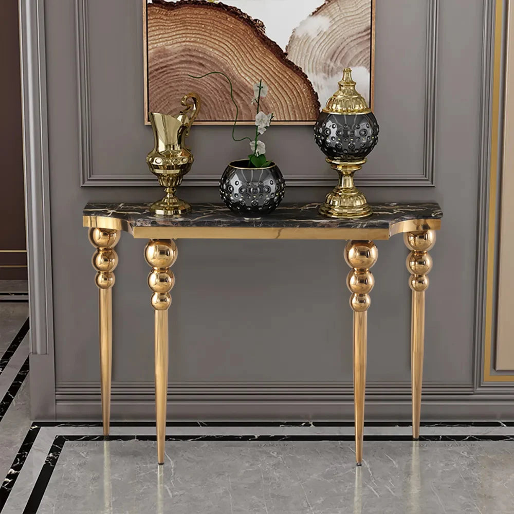 Faux Marble Entryway Table With Stainless Steel Legs 47.2"