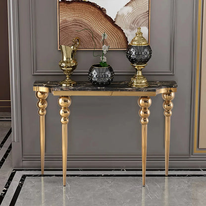 Faux Marble Entryway Table With Stainless Steel Legs 47.2"