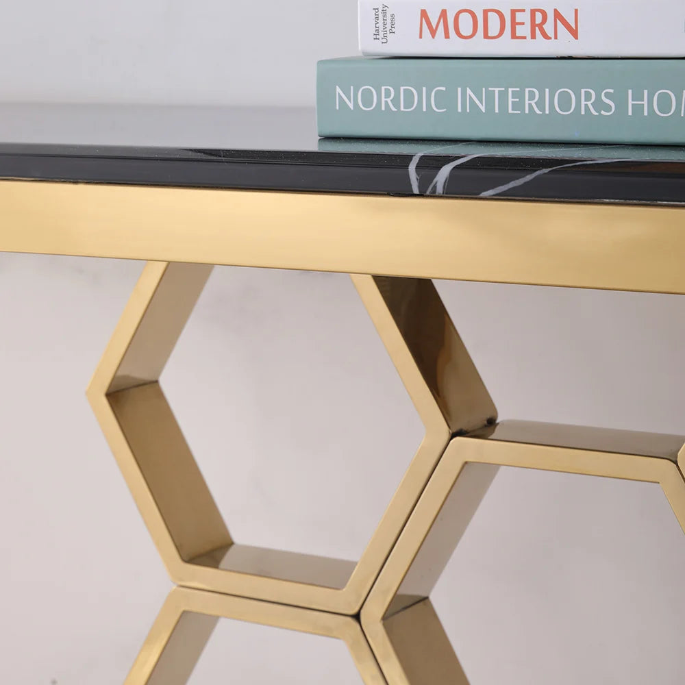 Black Marble Modern Console Entryway Table (59-Inch)