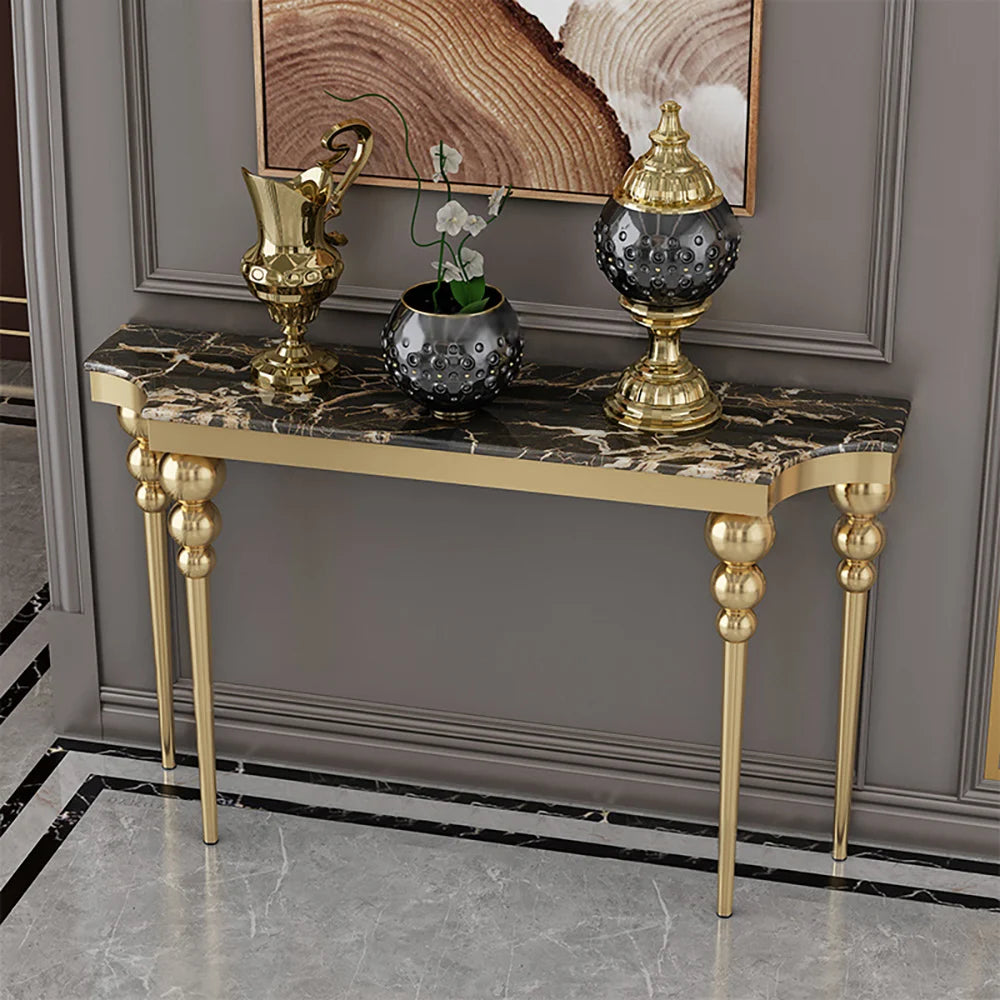 Faux Marble Entryway Table With Stainless Steel Legs 47.2"