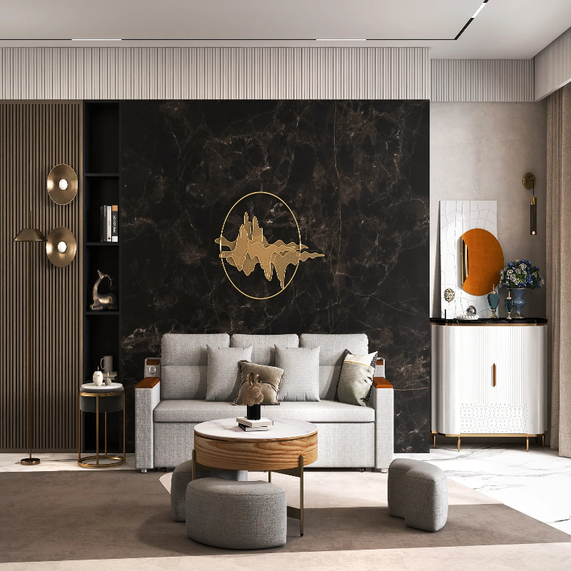 Modern White & Walnut Lift-Top Coffee Table With Stool