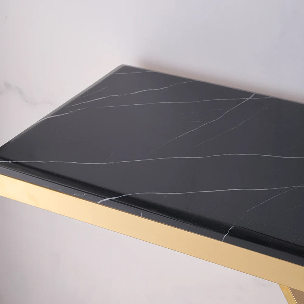Black Marble Modern Console Entryway Table (59-Inch)