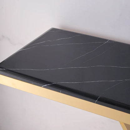 Black Marble Modern Console Entryway Table (59-Inch)