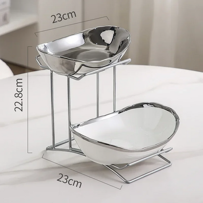 Stackable Multi-Layer Ceramic Steel Frame Snack Tray