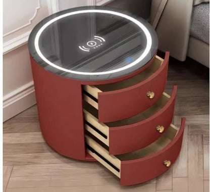 Super Affordable Drawer with Audio Wireless Usb Charging Smart Bedroom Drawer Solid Modern Minimalist round Smart Bedside Table