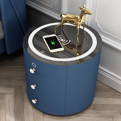 Super Affordable Drawer with Audio Wireless Usb Charging Smart Bedroom Drawer Solid Modern Minimalist round Smart Bedside Table