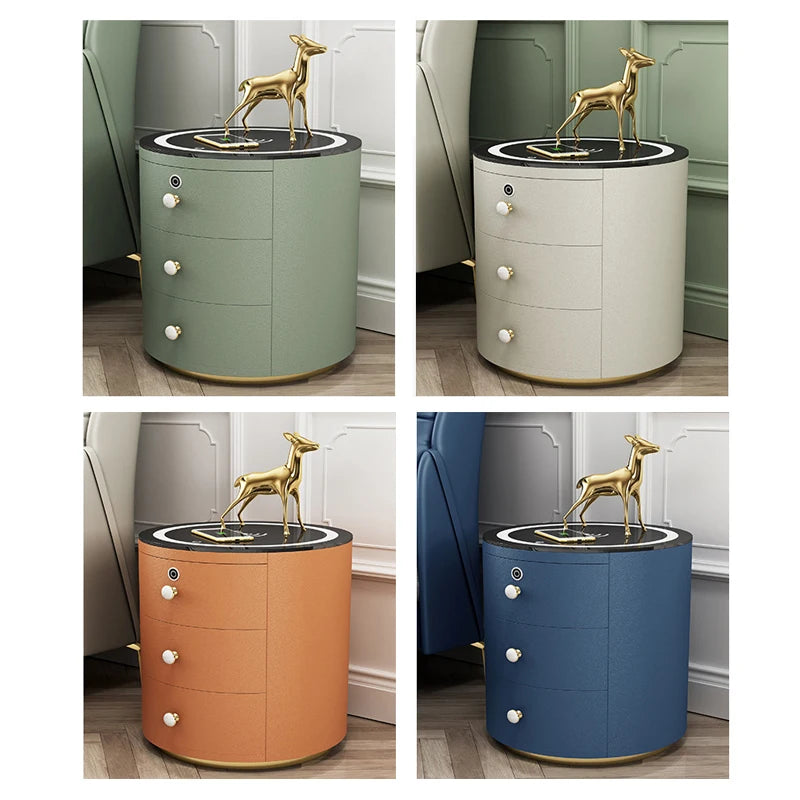 Super Affordable Drawer with Audio Wireless Usb Charging Smart Bedroom Drawer Solid Modern Minimalist round Smart Bedside Table